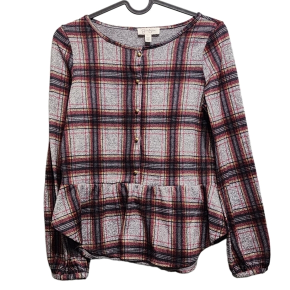 Jessica Simpson Girls Plaid Long Sleeve Top Large - Picture 1 of 11